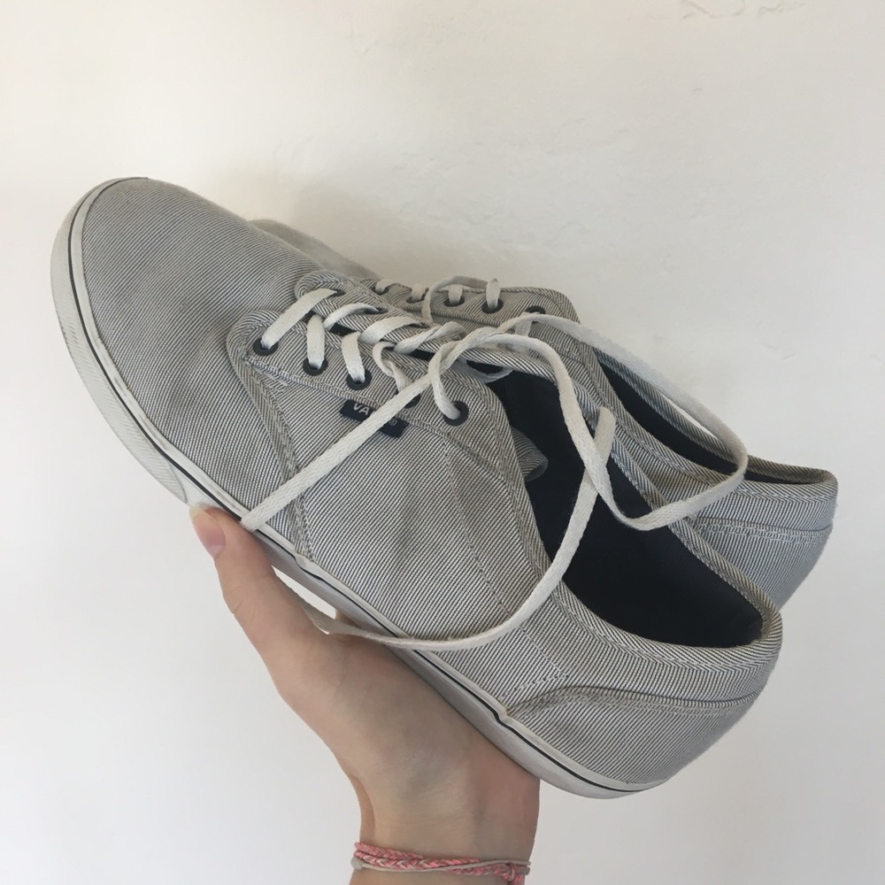 Navy and White Striped Vans Sneakers